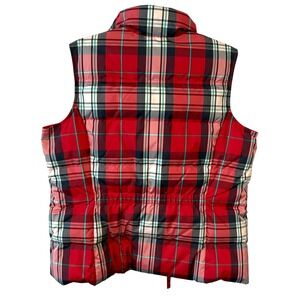 Lands' End Women's Red Plaid‎ Down Blend Puffer Vest in Size S